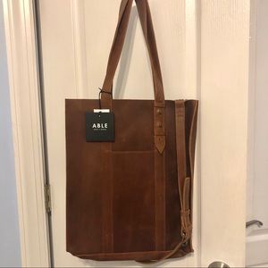 ABLE Elsabet Adjustable Leather Tote in Whiskey